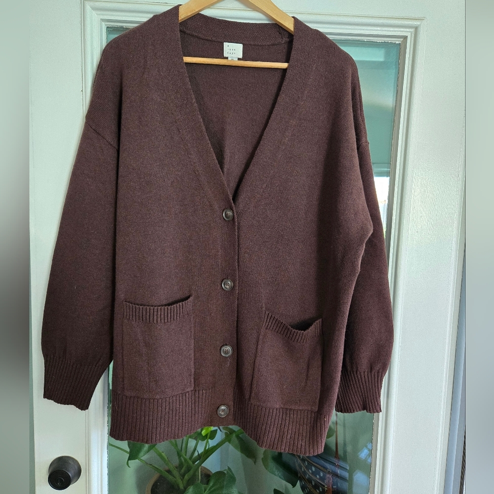 a new day Brown Cardigan Sweater Classic Knit